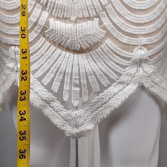 Tea & Cup Cream Bodycon Fitted & Lined Cotton Mini Dress. Size Small - Picture 8 of 13